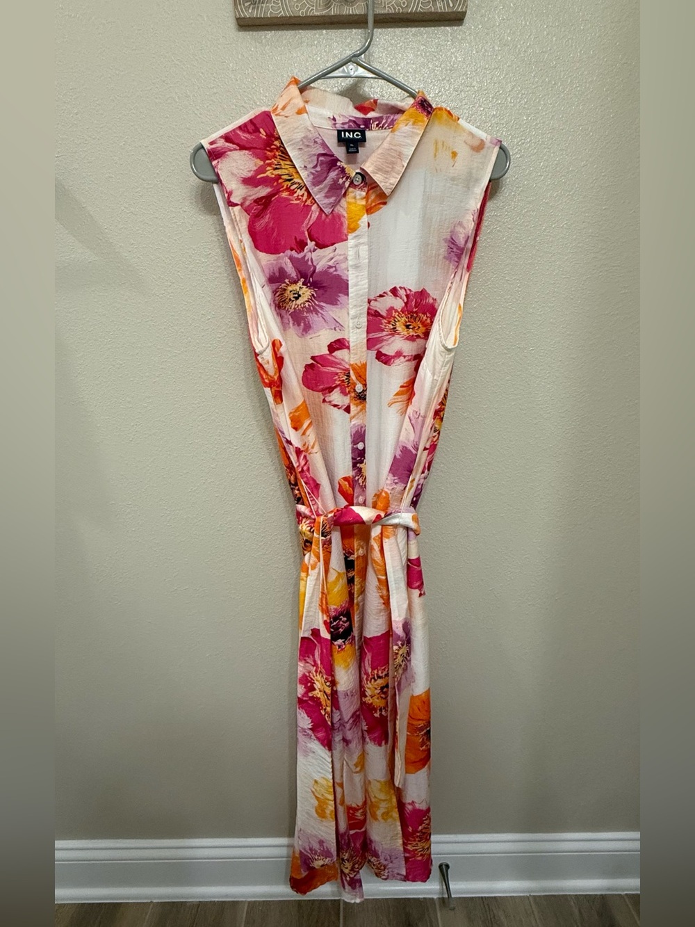INC International Concepts Sleeveless Floral Maxi Dress - Pink & Orange
